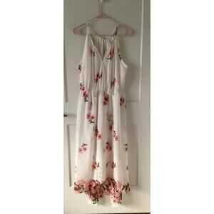 Mint of Blush XL Floral High Low Maxi‎ Dress White Pink Sleeveless Boho